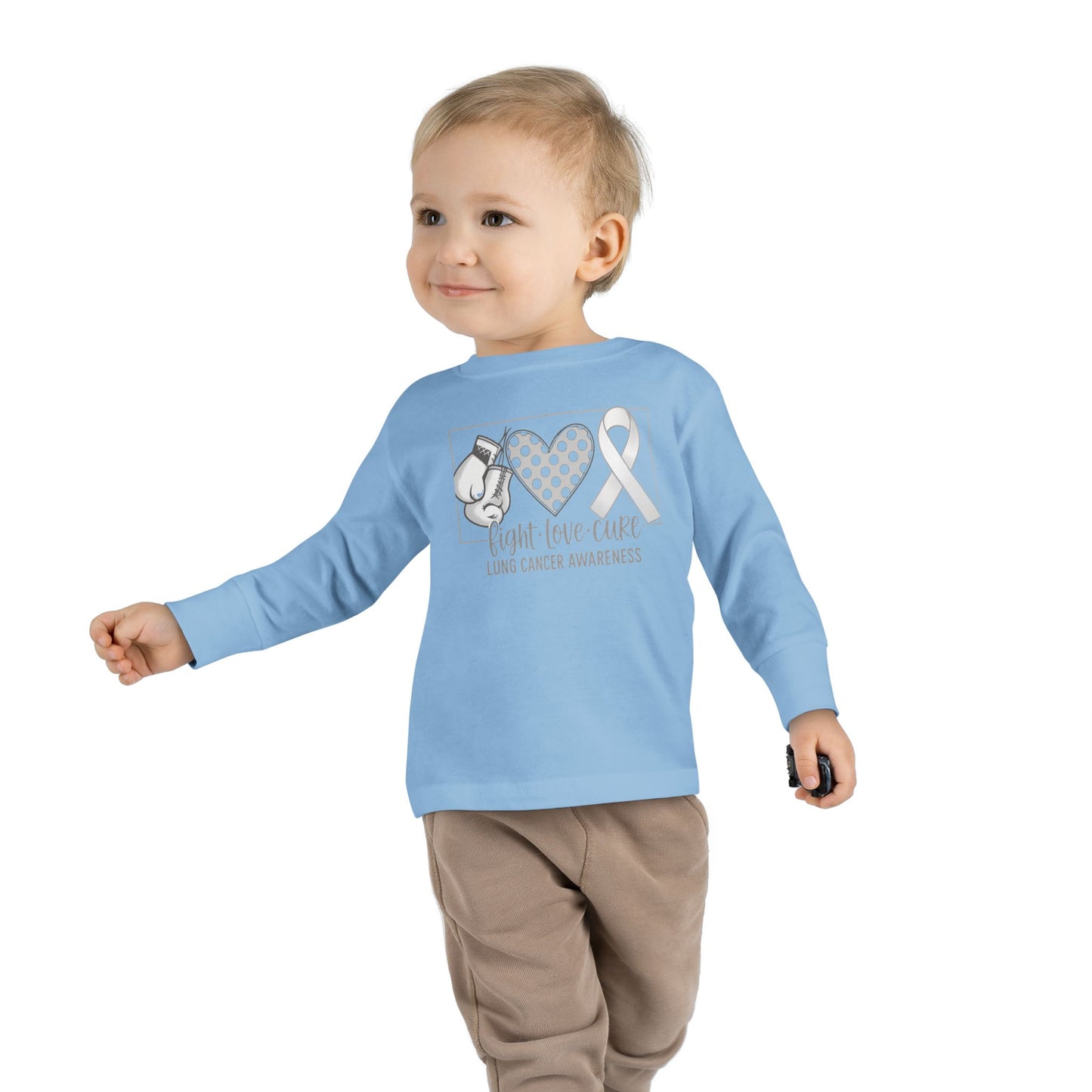 Fight Love Cure Lung Cancer Awareness Toddler Long Sleeve Shirt | Kids Support Tee