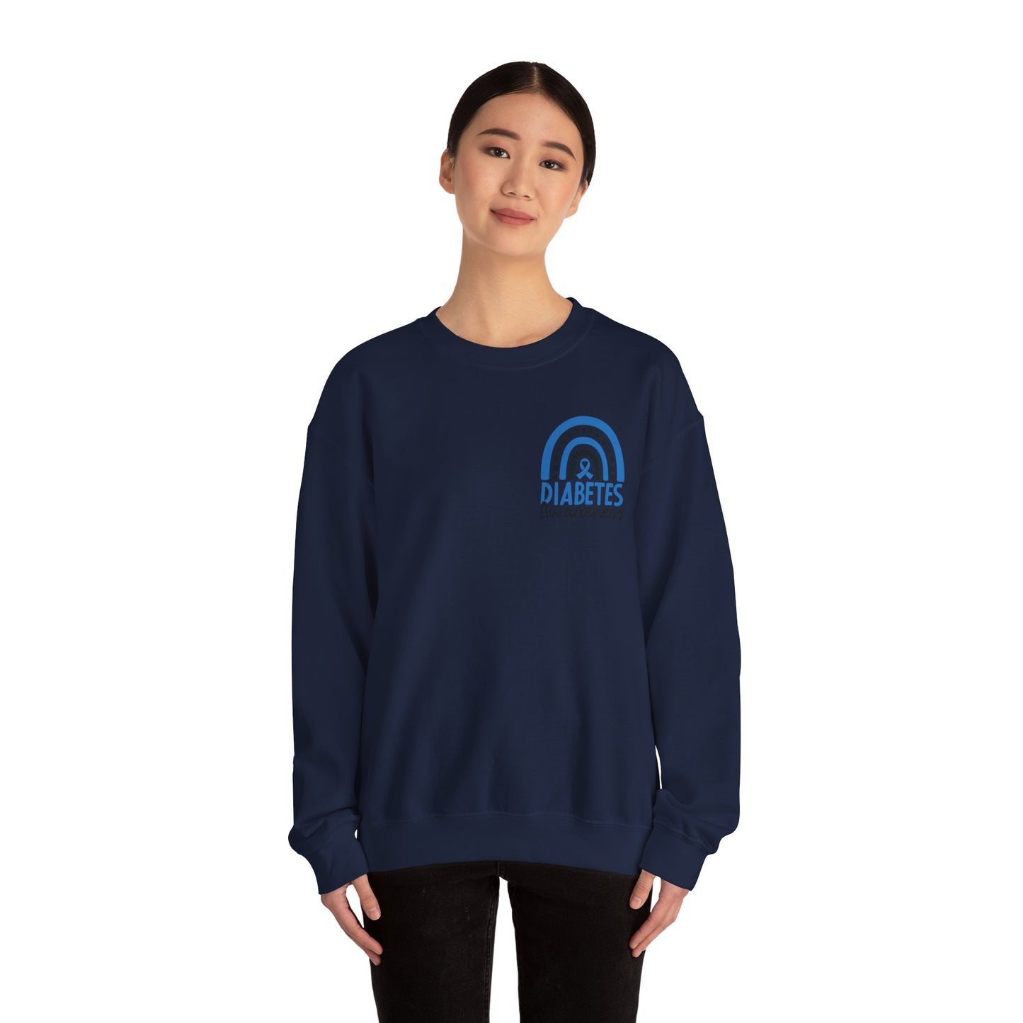 Diabetes Awareness Crewneck Sweatshirt | Blue Ribbon Graffiti Design (9 Colors)