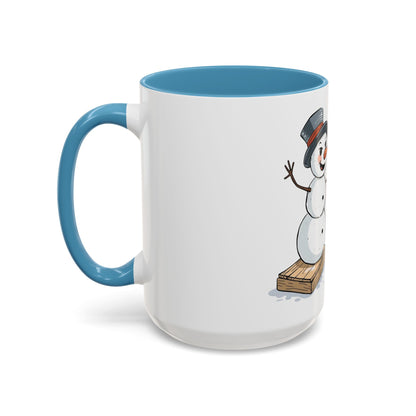 Winter to Fall Humor Mug – “Make Room” Snowman & Pumpkin Mug