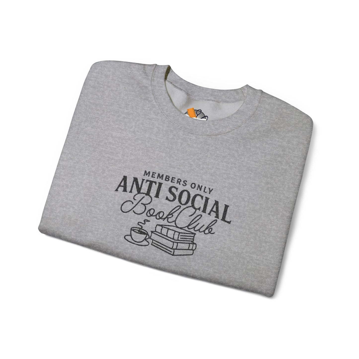 “Members Only Anti Social Book Club” Embroidered Crewneck