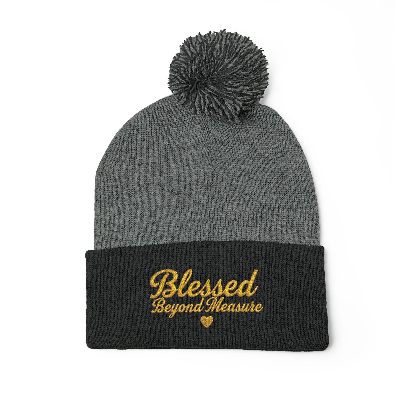Blessed Beyond Measure Pom Pom Beanie – Embroidered Faith Winter Hat (10 Colors)