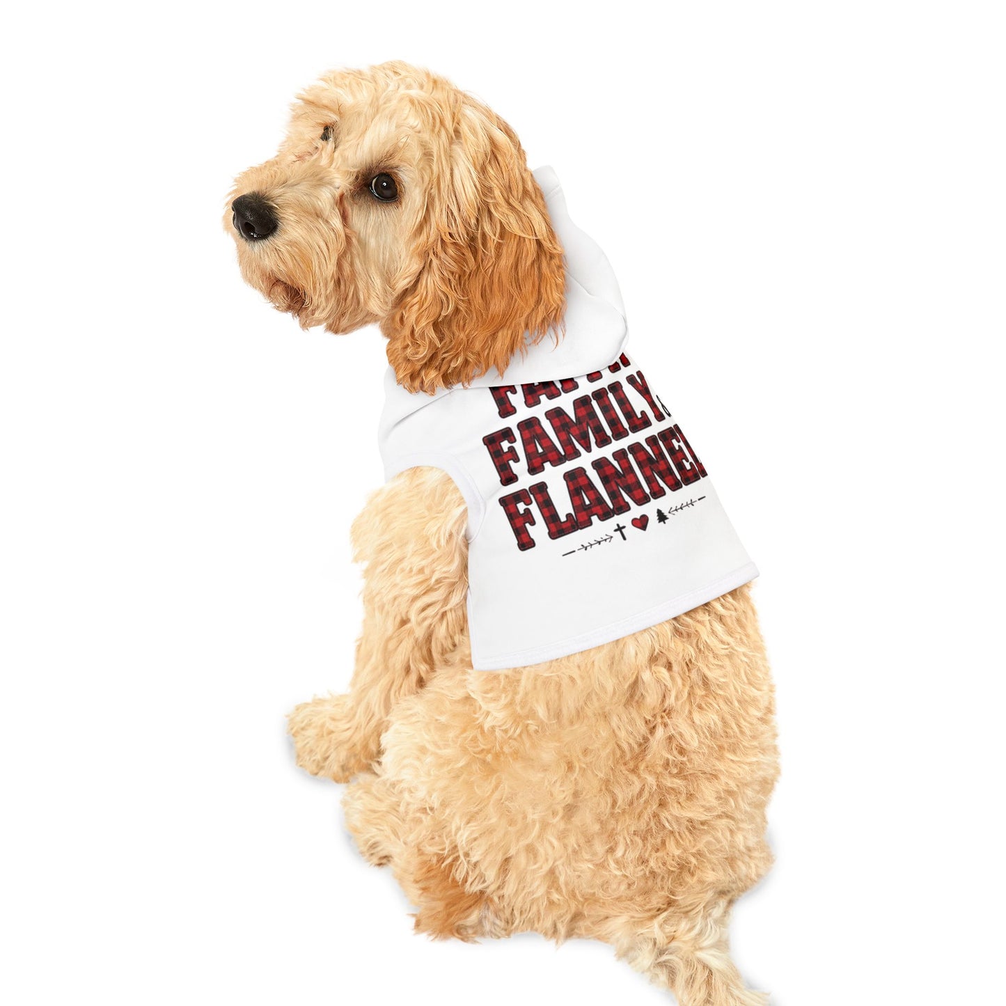 Faith, Family & Flannel Pet Hoodie | Cozy Buffalo Plaid Dog Sweatshirt for Fall & Holidays