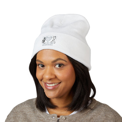 Fight Love Cure Lung Cancer Awareness Embroidered Beanie | Unisex Knit Hat