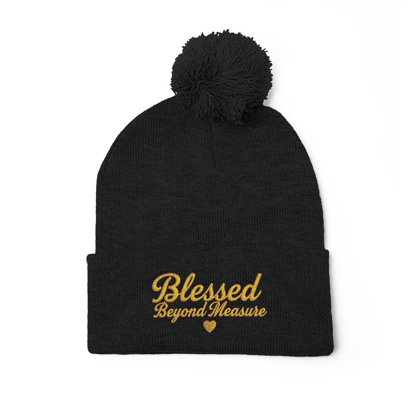 Blessed Beyond Measure Pom Pom Beanie – Embroidered Faith Winter Hat (10 Colors)