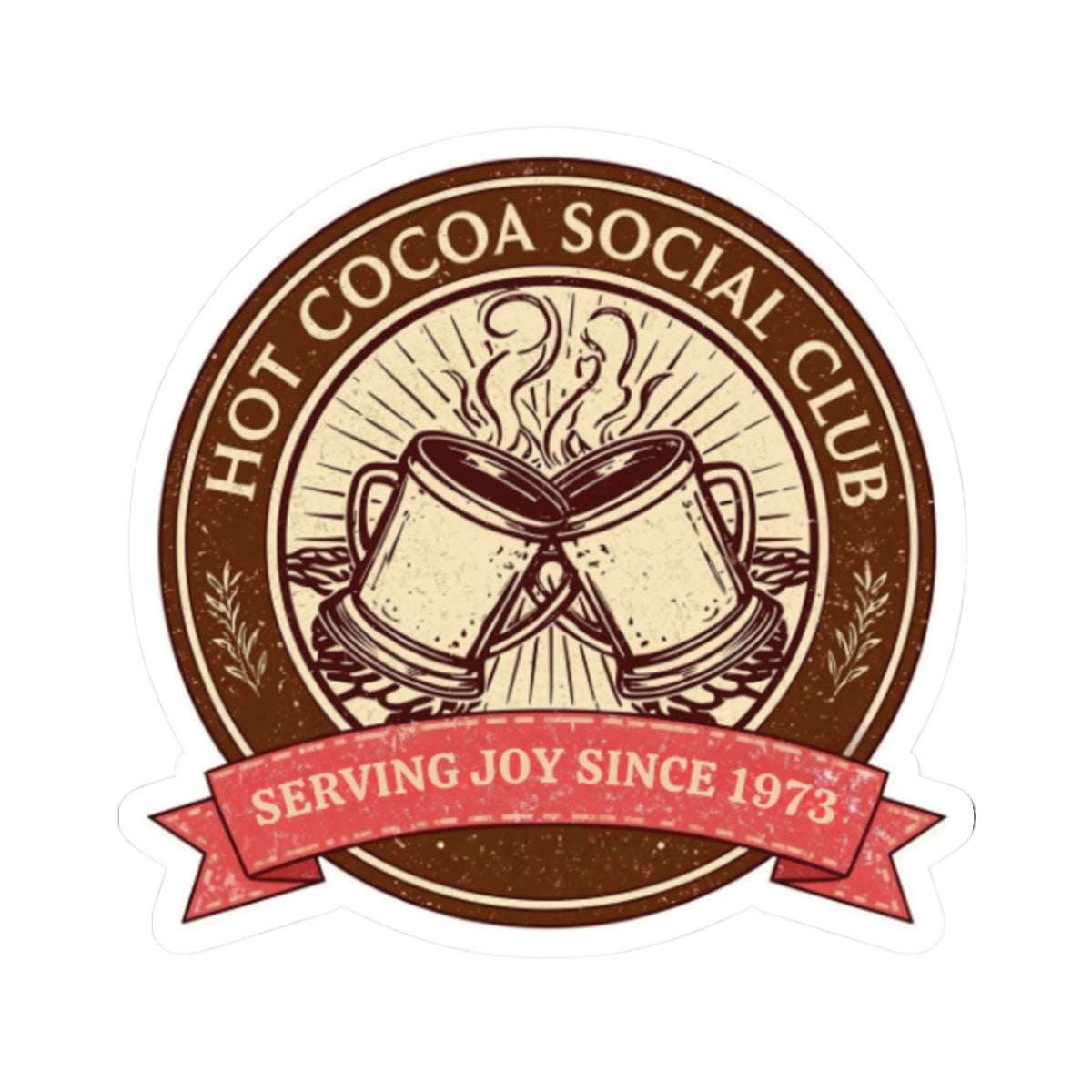 Hot Cocoa Social Club Sticker | Vintage Holiday Cocoa Club Decal | Cozy Christmas Aesthetic