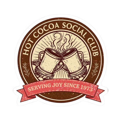 Hot Cocoa Social Club Sticker | Vintage Holiday Cocoa Club Decal | Cozy Christmas Aesthetic
