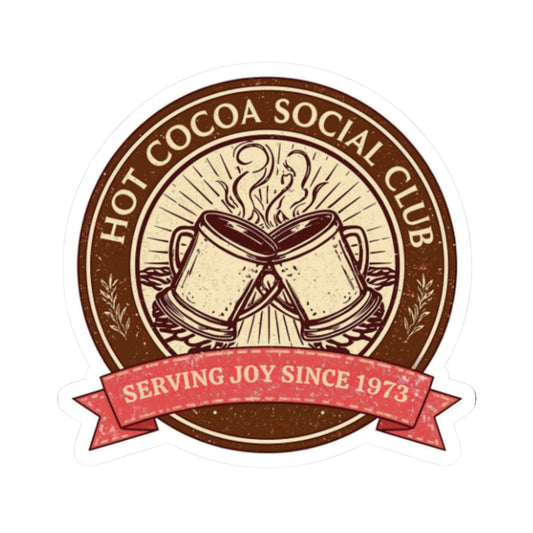Hot Cocoa Social Club Sticker | Vintage Holiday Cocoa Club Decal | Cozy Christmas Aesthetic