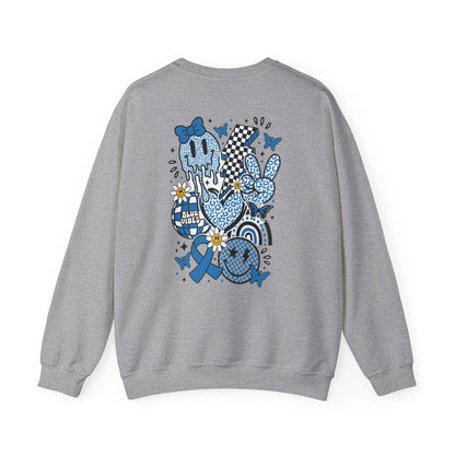 Diabetes Awareness Crewneck Sweatshirt | Blue Ribbon Graffiti Design (9 Colors)