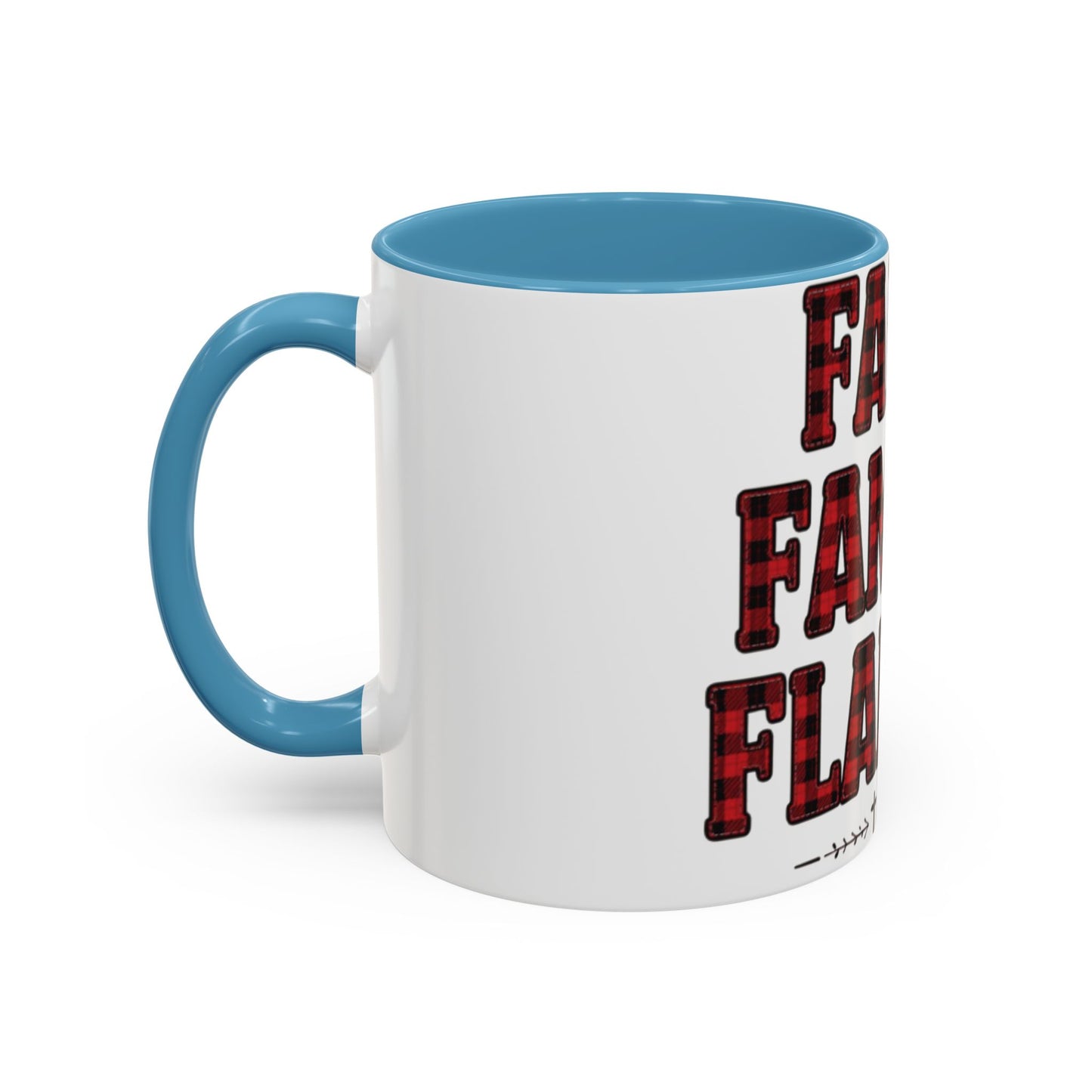 Faith, Family & Flannel Accent Mug | 11oz & 15oz Christian Coffee Cup (Multiple Colors)