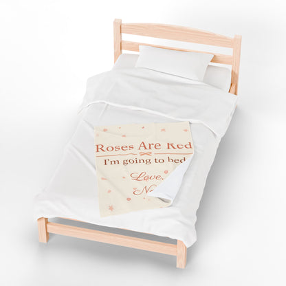 “Roses Are Red, I’m Going to Bed” Blanket | Personalized Salutation Cozy Throw