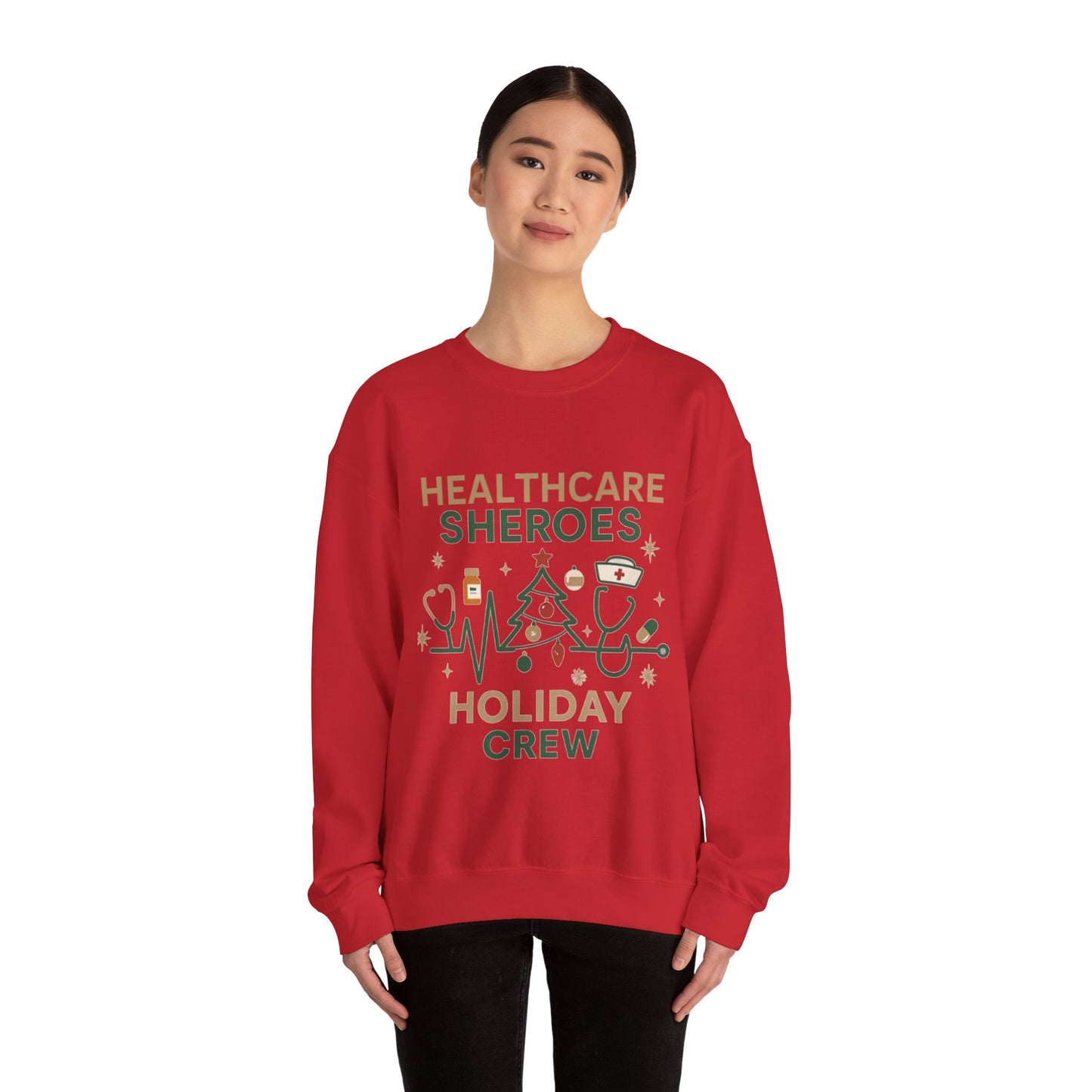 Healthcare Sheroes Holiday Crewneck Sweatshirt | Christmas Nurse & Medical Staff Gift (10 Colors)