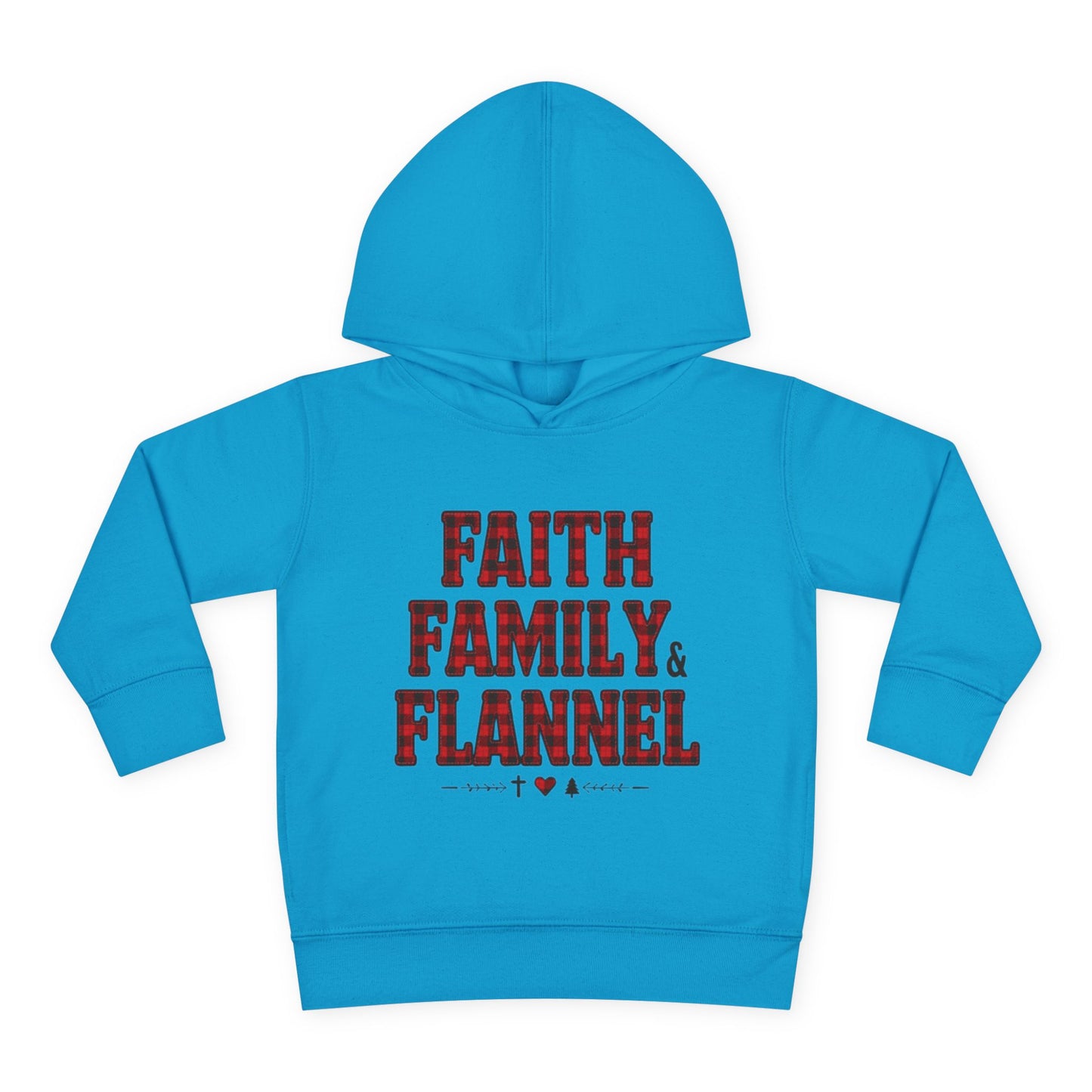Faith, Family & Flannel Toddler Hoodie | Cozy Christian Fall & Holiday Sweatshirt (15 Colors)