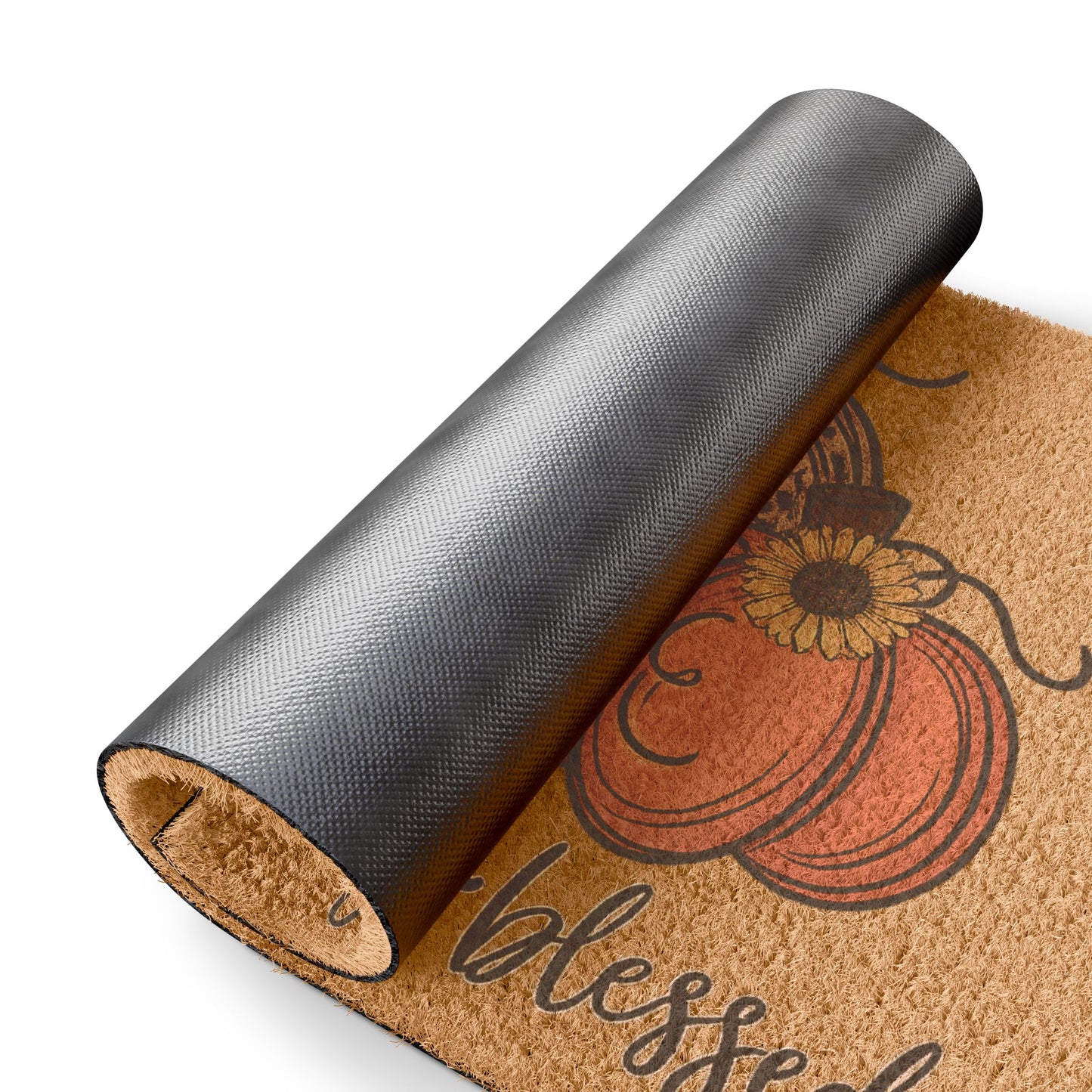 Grateful, Thankful, Blessed Fall Doormat – Autumn Pumpkin Welcome Mat