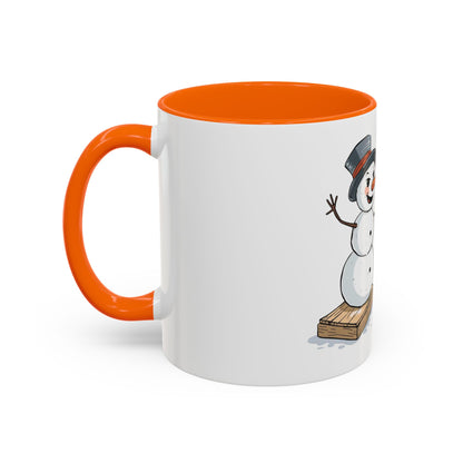 Winter to Fall Humor Mug – “Make Room” Snowman & Pumpkin Mug
