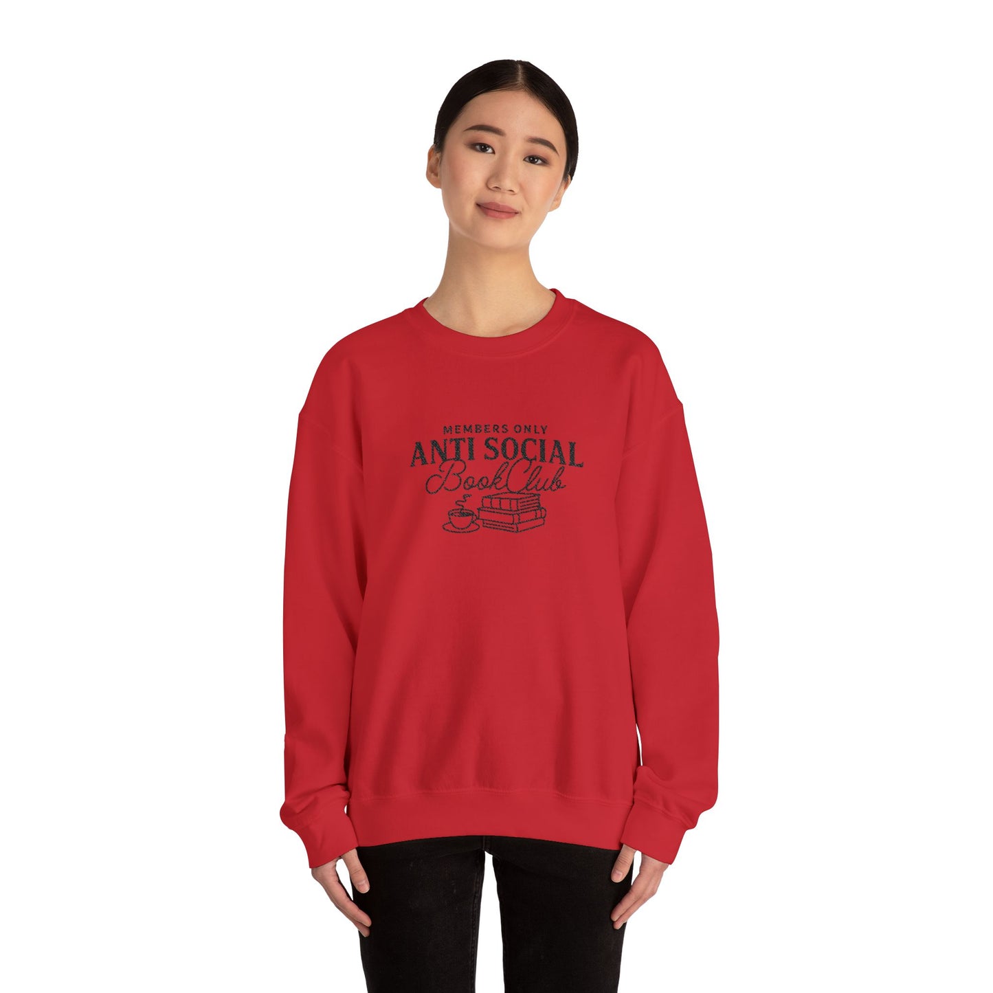 “Members Only Anti Social Book Club” Embroidered Crewneck