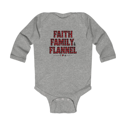 Faith, Family & Flannel Infant Onesie | Cozy Christian Baby Bodysuit