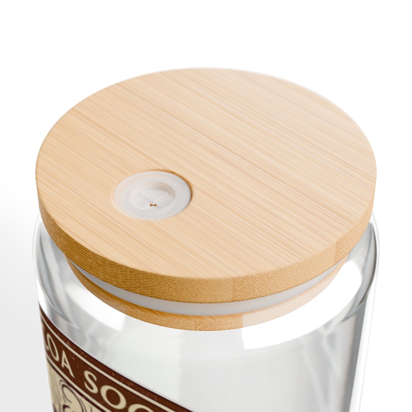 Hot Cocoa Social Club Glass Sipper | Vintage Holiday Iced Coffee & Cocoa Cup with Bamboo Lid & Straw