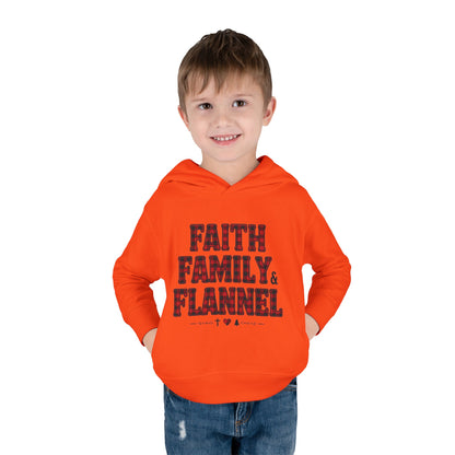 Faith, Family & Flannel Toddler Hoodie | Cozy Christian Fall & Holiday Sweatshirt (15 Colors)