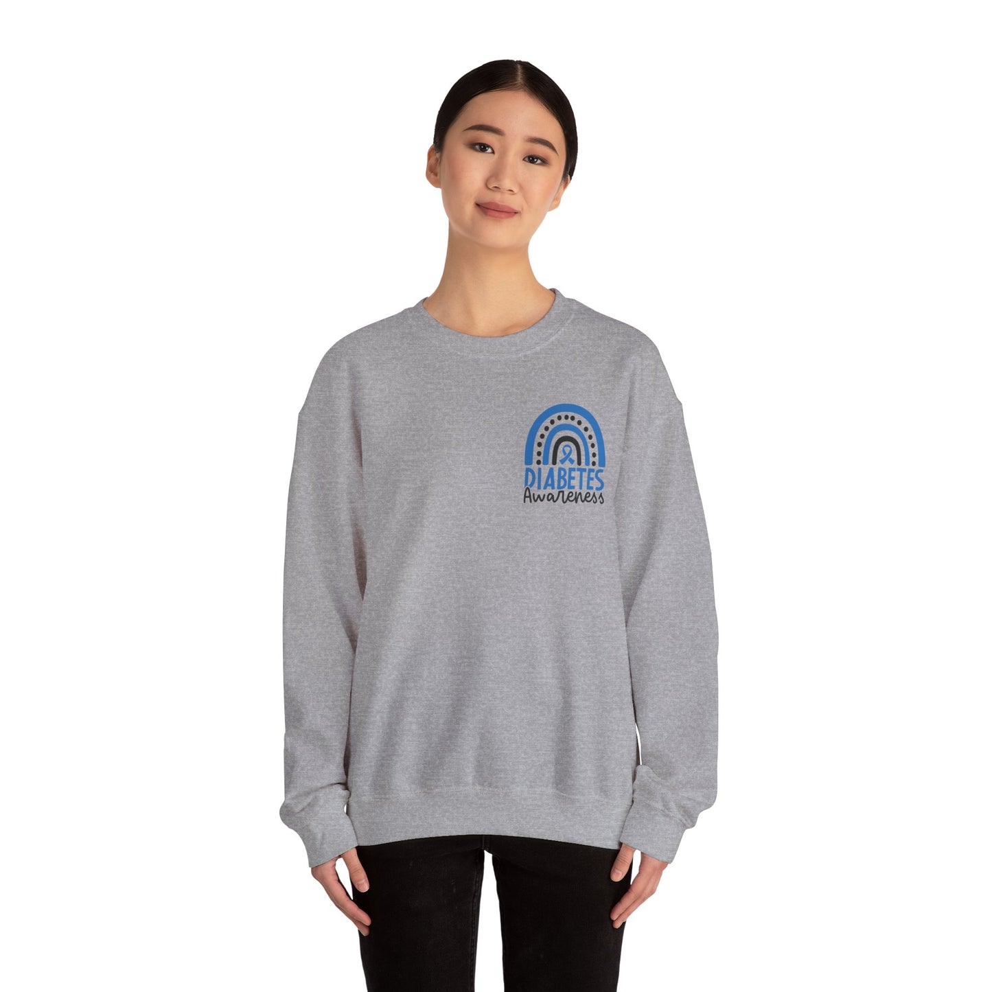 Diabetes Awareness Crewneck Sweatshirt | Blue Ribbon Graffiti Design (9 Colors)