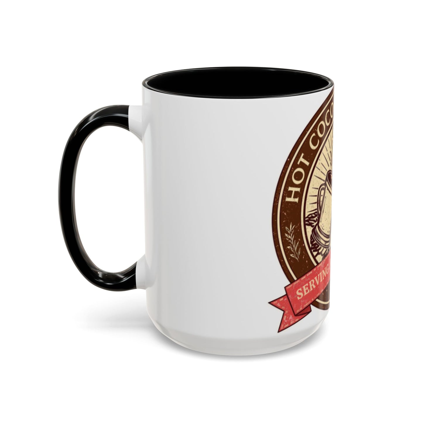 Hot Cocoa Social Club Accent Mug | Vintage Holiday Coffee Cup (11oz & 15oz, Multiple Colors)