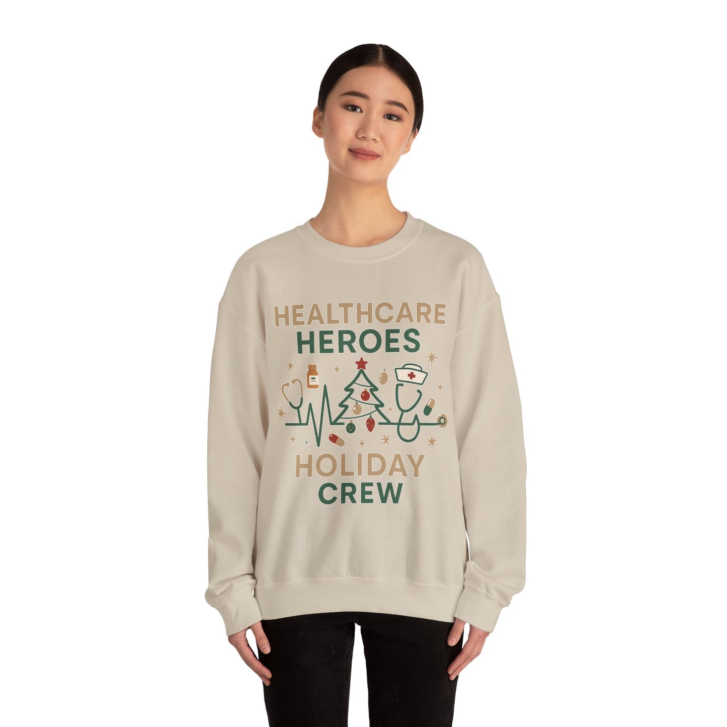 Healthcare Heroes Holiday Crewneck Sweatshirt | Nurse & Medical Staff Christmas Sweater (10 Colors)