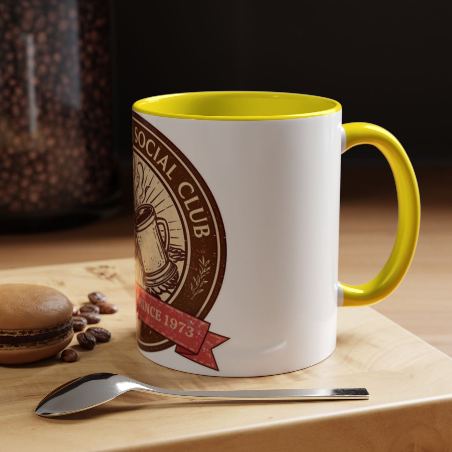 Hot Cocoa Social Club Accent Mug | Vintage Holiday Coffee Cup (11oz & 15oz, Multiple Colors)
