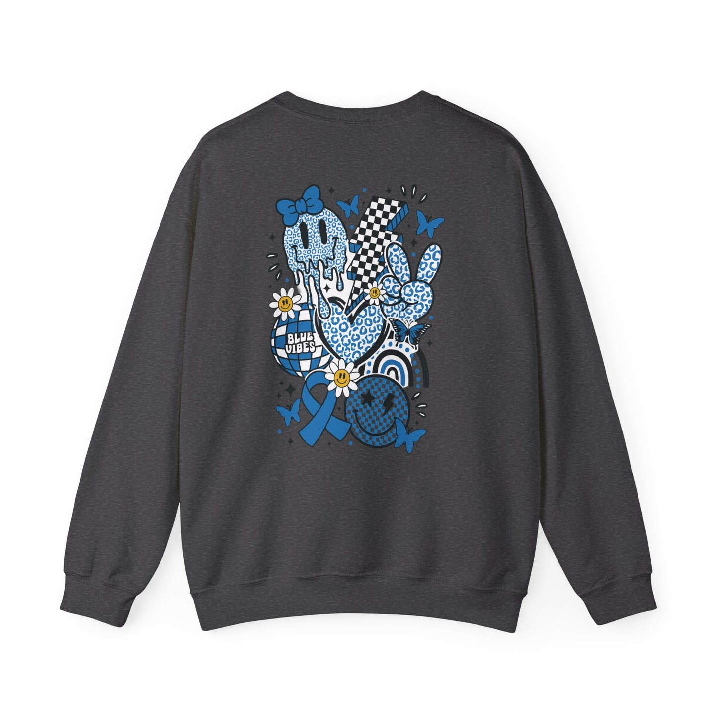Diabetes Awareness Crewneck Sweatshirt | Blue Ribbon Graffiti Design (9 Colors)