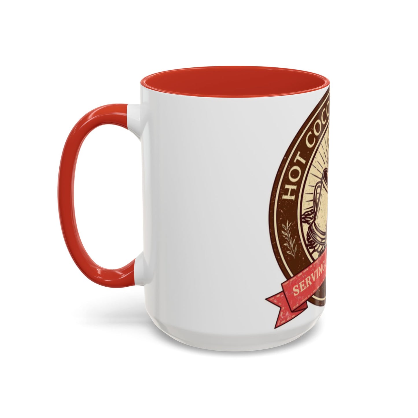 Hot Cocoa Social Club Accent Mug | Vintage Holiday Coffee Cup (11oz & 15oz, Multiple Colors)