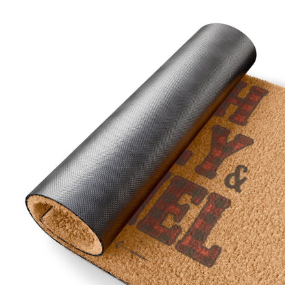 Faith, Family & Flannel Doormat | Rustic Plaid Fall & Winter Welcome Mat | Cozy Holiday Entryway Décor