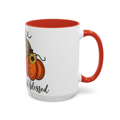 Grateful Thankful Blessed Accent Mug – Fall Coffee Cup (11oz & 15oz)