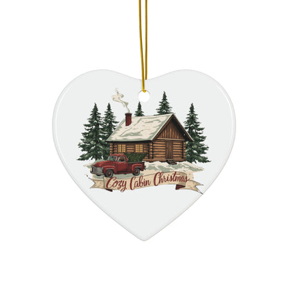 Cozy Cabin Christmas Ceramic Ornament | Rustic Holiday Cabin Ornament | Vintage Truck Christmas Décor (4 Shape Options)