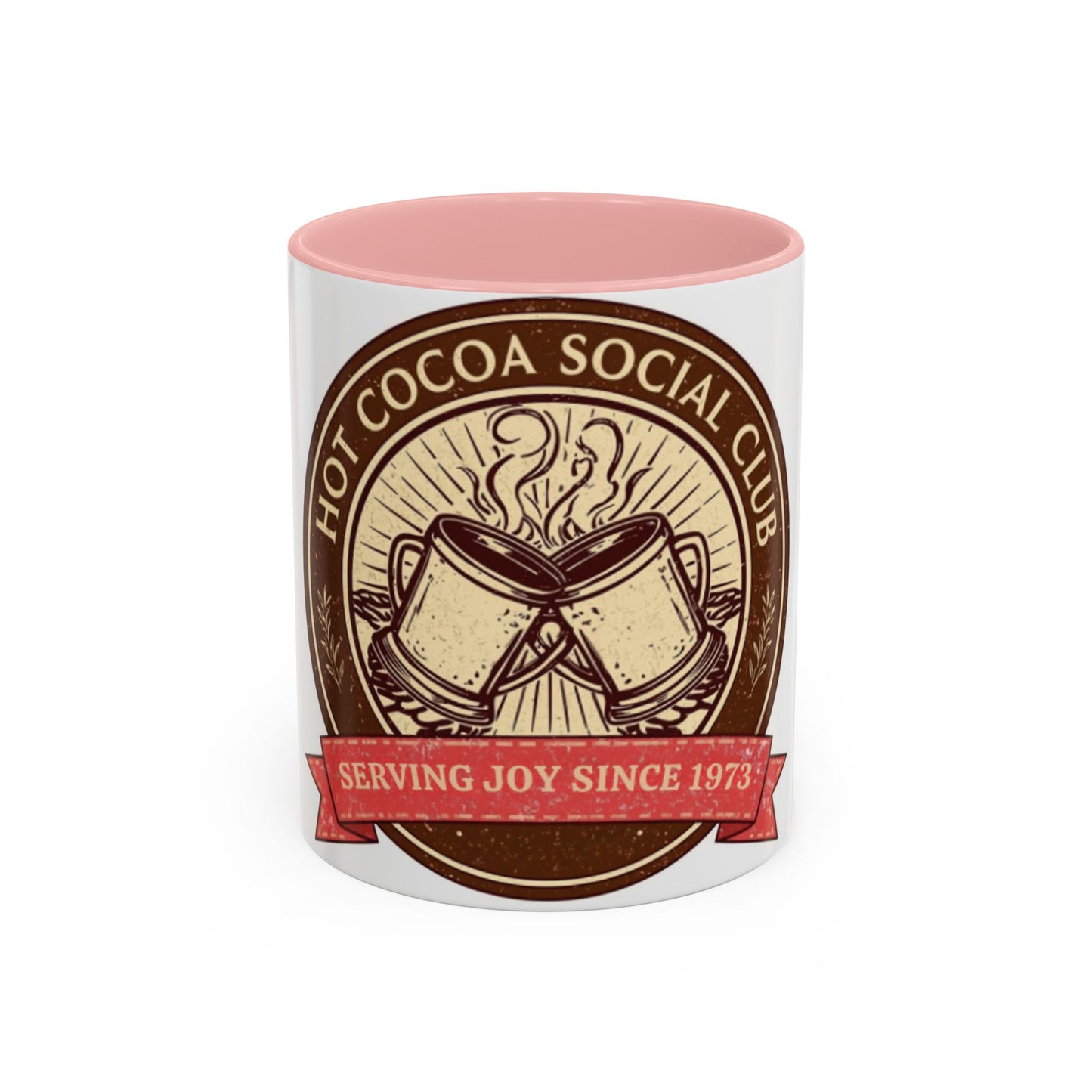 Hot Cocoa Social Club Accent Mug | Vintage Holiday Coffee Cup (11oz & 15oz, Multiple Colors)