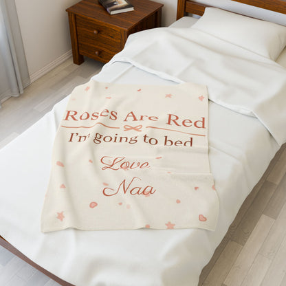 “Roses Are Red, I’m Going to Bed” Blanket | Personalized Salutation Cozy Throw