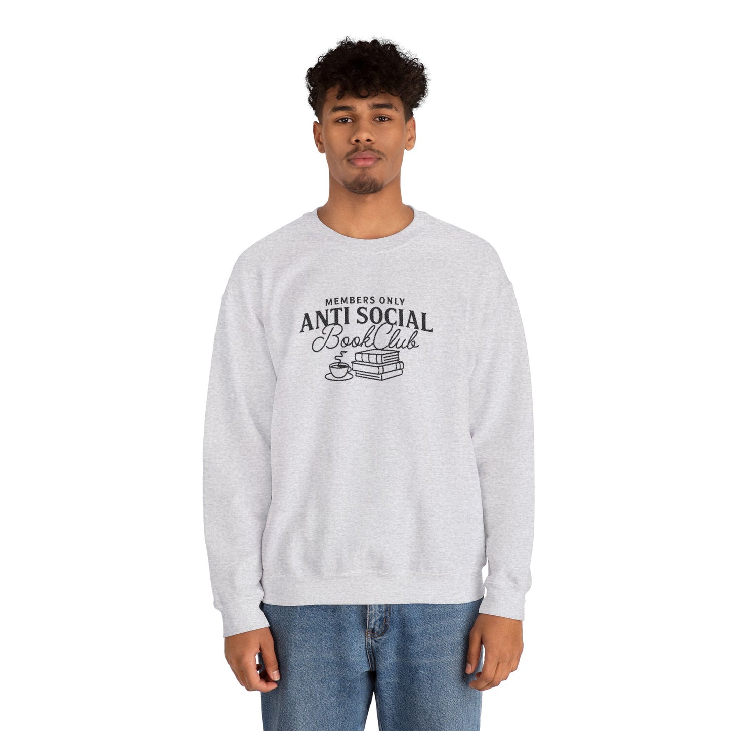 “Members Only Anti Social Book Club” Embroidered Crewneck