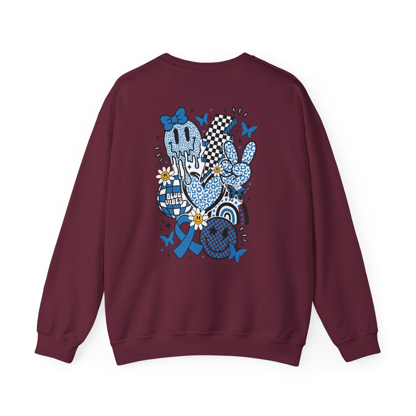 Diabetes Awareness Crewneck Sweatshirt | Blue Ribbon Graffiti Design (9 Colors)