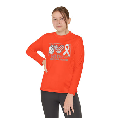 Fight Love Cure Lung Cancer Awareness Youth Long Sleeve Shirt | Kids Awareness Tee