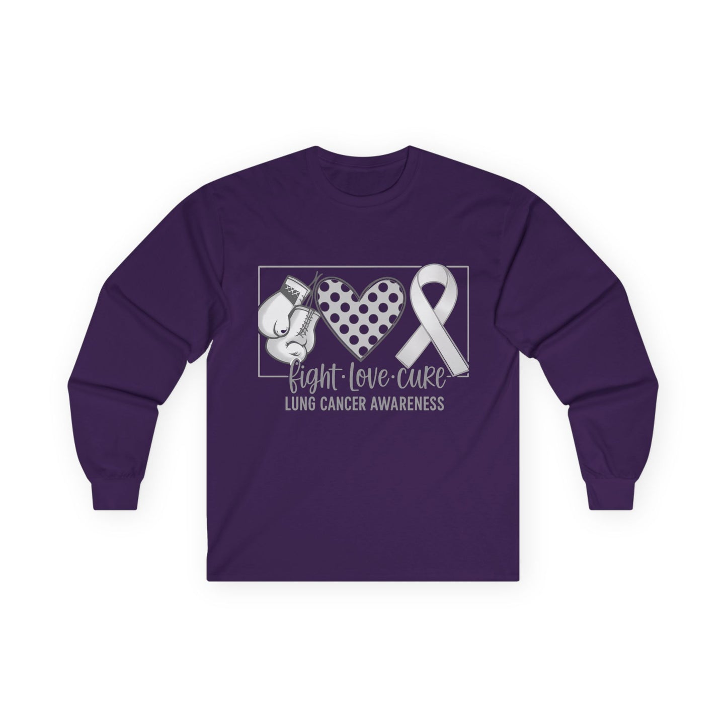 Fight Love Cure Lung Cancer Awareness Long Sleeve Shirt | Unisex Graphic Tee