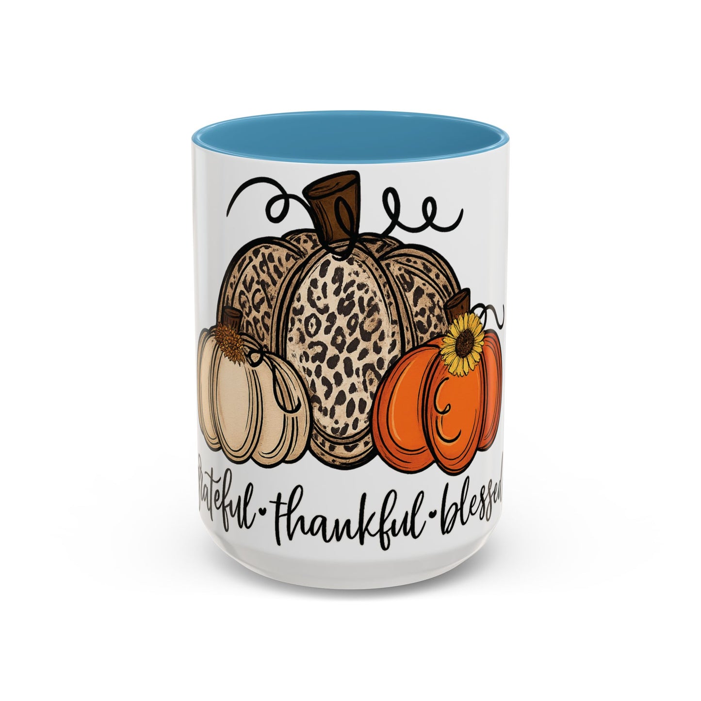 Grateful Thankful Blessed Accent Mug – Fall Coffee Cup (11oz & 15oz)