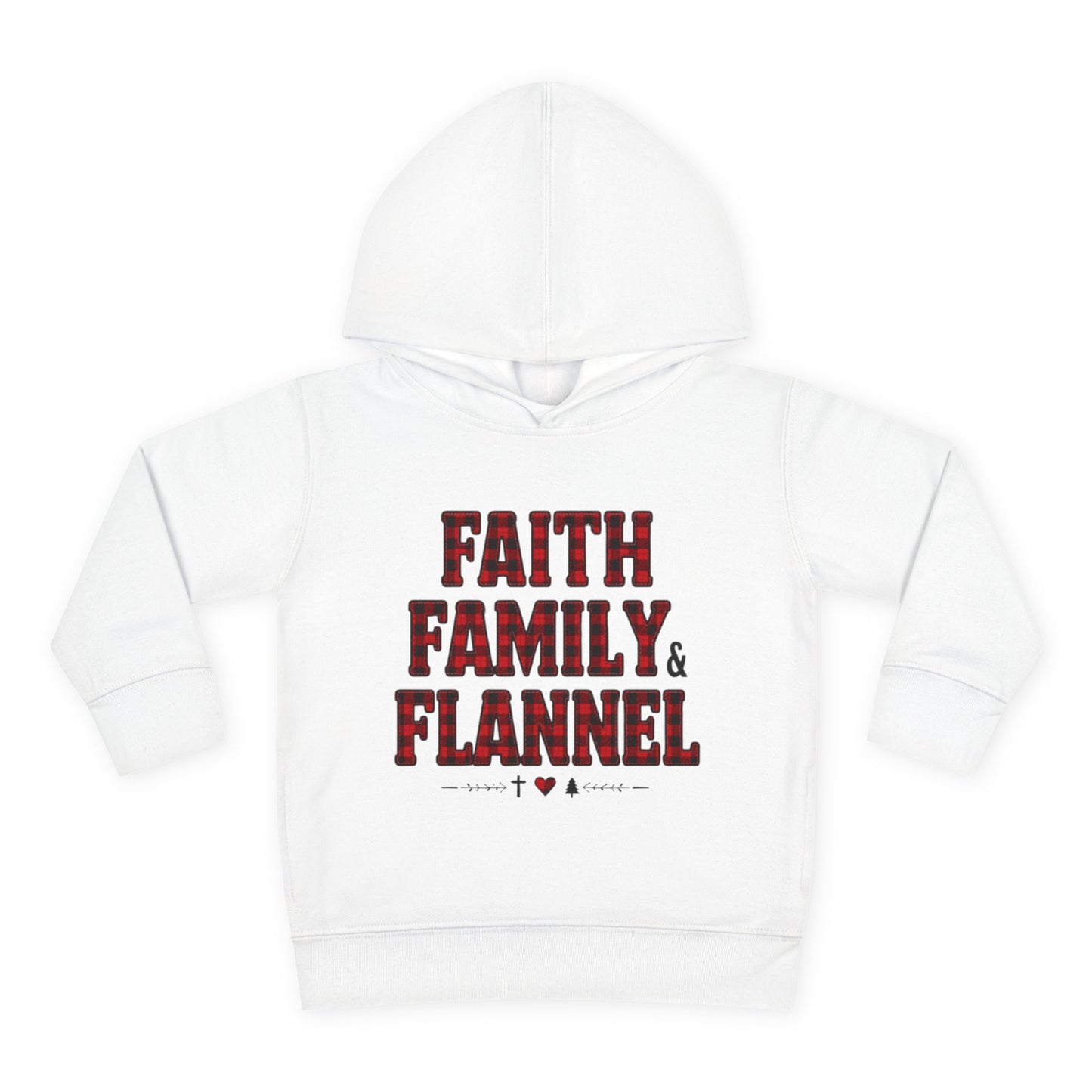 Faith, Family & Flannel Toddler Hoodie | Cozy Christian Fall & Holiday Sweatshirt (15 Colors)
