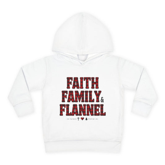 Faith, Family & Flannel Toddler Hoodie | Cozy Christian Fall & Holiday Sweatshirt (15 Colors)