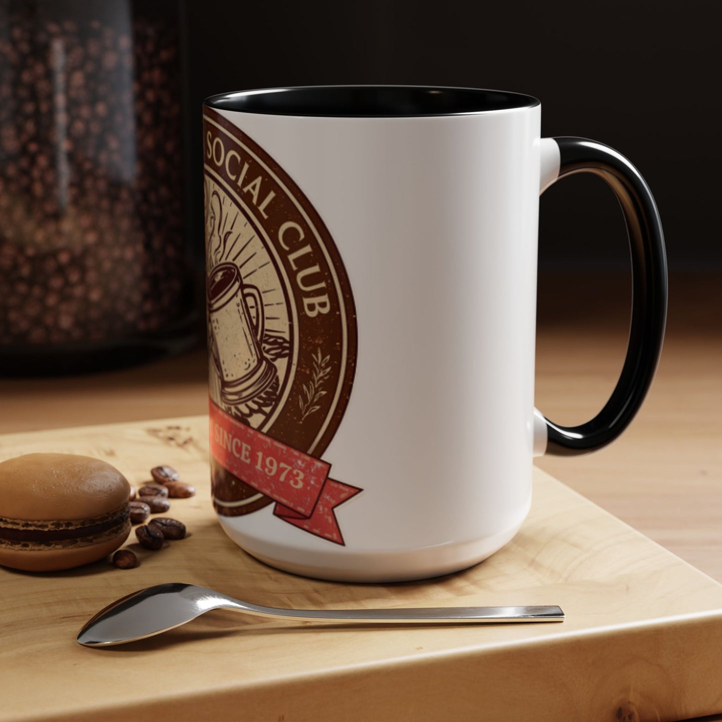 Hot Cocoa Social Club Accent Mug | Vintage Holiday Coffee Cup (11oz & 15oz, Multiple Colors)