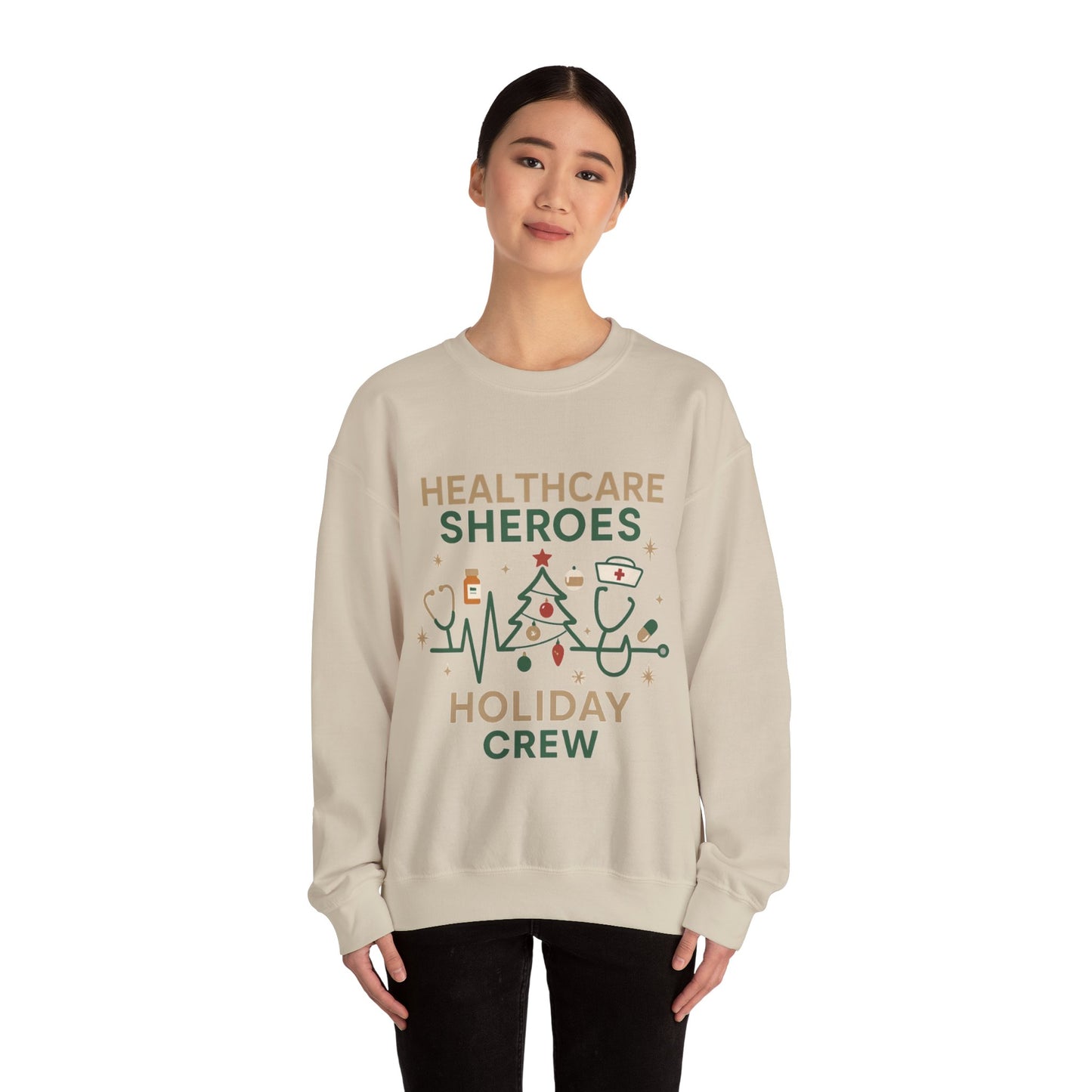 Healthcare Sheroes Holiday Crewneck Sweatshirt | Christmas Nurse & Medical Staff Gift (10 Colors)