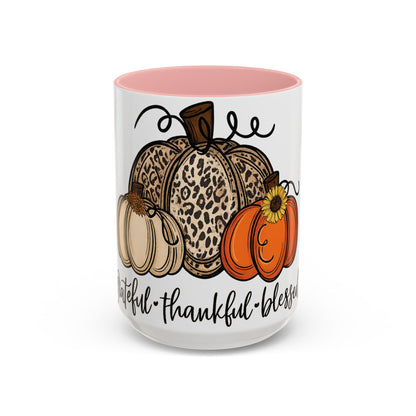 Grateful Thankful Blessed Accent Mug – Fall Coffee Cup (11oz & 15oz)