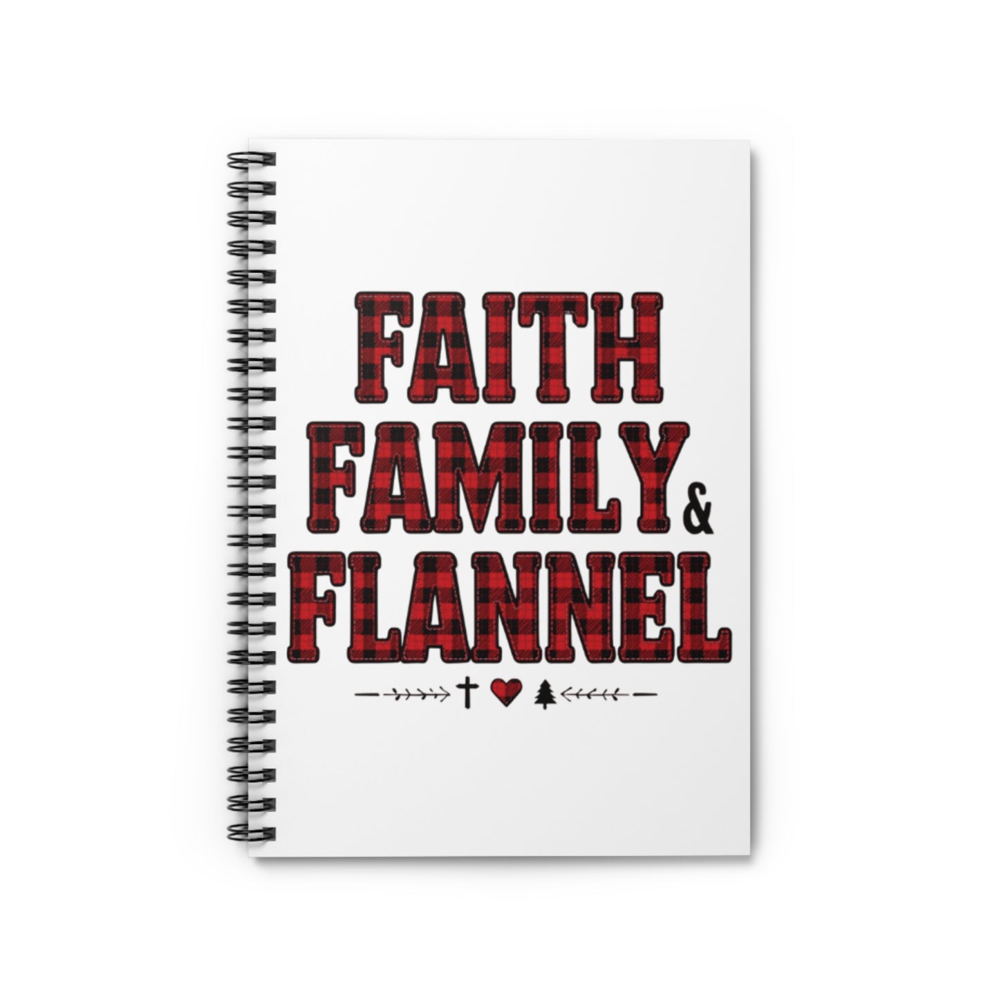 Faith, Family & Flannel Spiral Notebook | Rustic Plaid Christian Journal | Cozy Holiday Gift