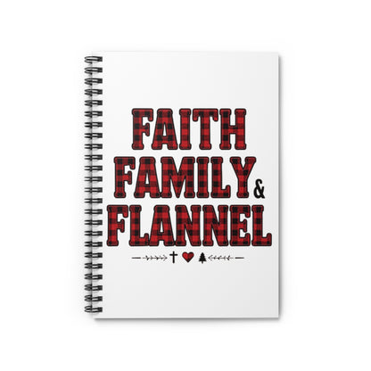 Faith, Family & Flannel Spiral Notebook | Rustic Plaid Christian Journal | Cozy Holiday Gift