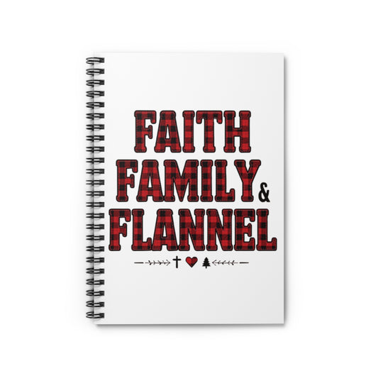 Faith, Family & Flannel Spiral Notebook | Rustic Plaid Christian Journal | Cozy Holiday Gift