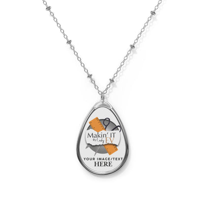 Custom Engraved Oval Necklace – Personalized Teardrop Photo Pendant