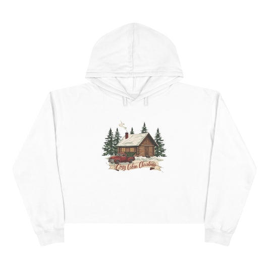 Cozy Cabin Christmas Cropped Hoodie | Rustic Red Truck Holiday Sweatshirt (3 Color Options)
