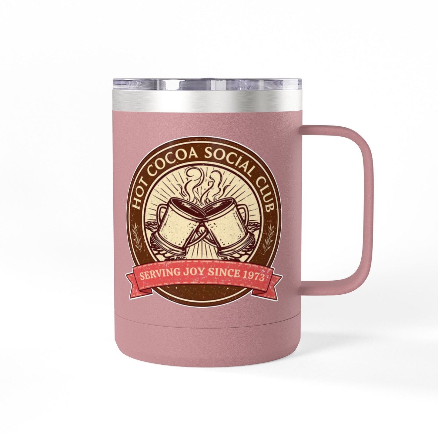 Hot Cocoa Social Club Insulated Coffee Tumbler | Cozy Vintage Mug | Double-Wall Stainless Steel Holiday Drinkware