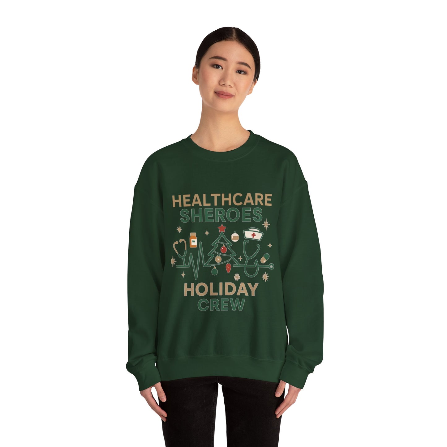 Healthcare Sheroes Holiday Crewneck Sweatshirt | Christmas Nurse & Medical Staff Gift (10 Colors)